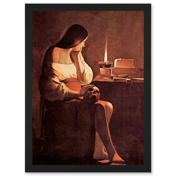 Painting La Tour Mary Magdalene Old Master Artwork Framed Wall Art Print A4