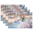 thumbnail image 1 of Painting Lake Houses 12×18 inch Placemats Heat Resistant Washable Foldable Rectangular Placemats Set Decoration Indoor Outdoor for Kitchen Dining Table 6PCs, 1 of 8