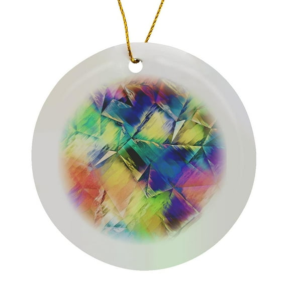 3drose, Painting Light to Shapes - Colorful Artistic Abstract with Textures, Circle Porcelain Ornament