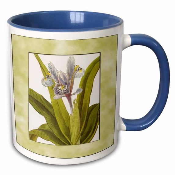 3drose, Painting of a Pale Iris Flower Associated with Faith, Valor and Wisdom, 15oz Two-tone Blue Mug