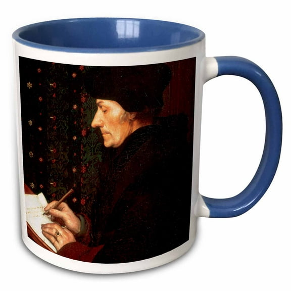 3drose, Painting of Desiderius Erasmus Roterodamus, Historical Art - Hi12 Pri0249 - Prisma, 11oz Two-tone Blue Mug