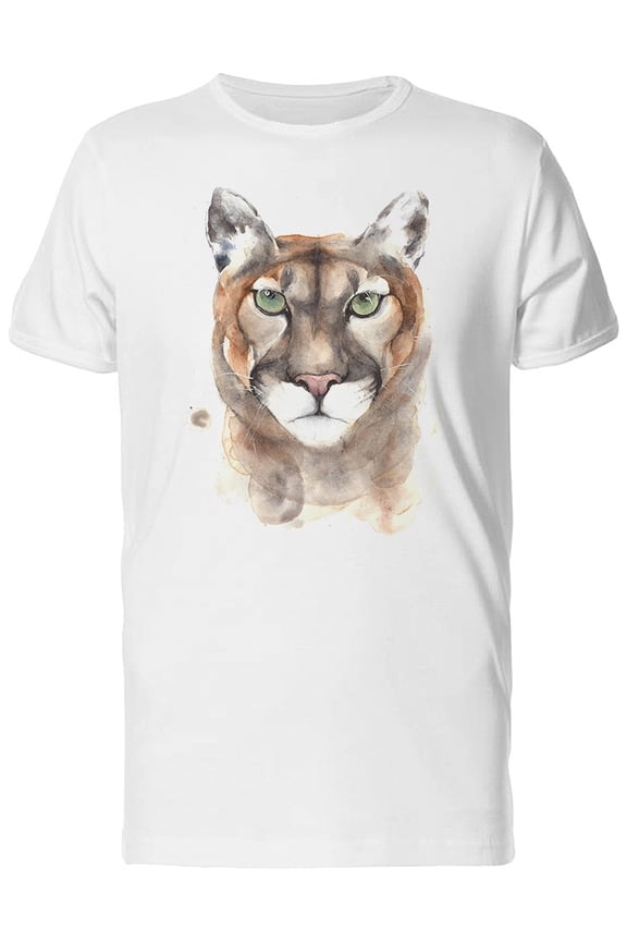 Painting Of Mountain Lion Head T-Shirt Men -Image by Shutterstock, Male 3X-Large