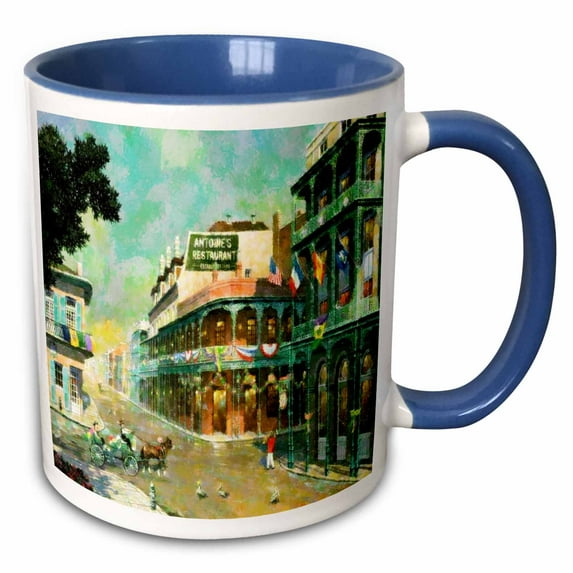3drose, Painting of New Orleans Just Before Mardi Gras, 11oz Two-tone Blue Mug