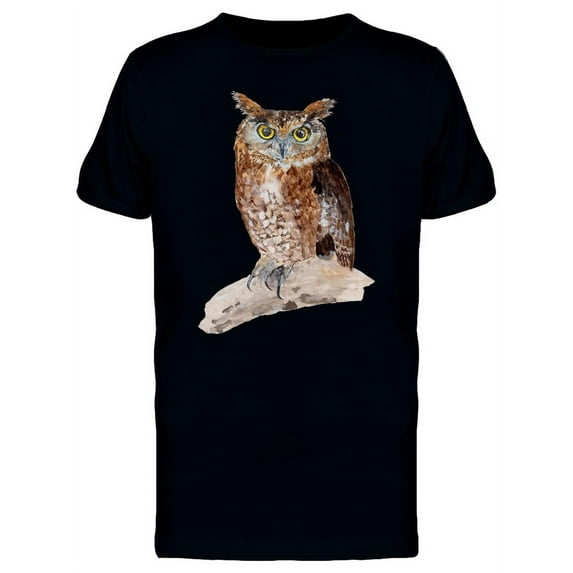Painting Of Owl On Branch Tee Men's -Image by Shutterstock