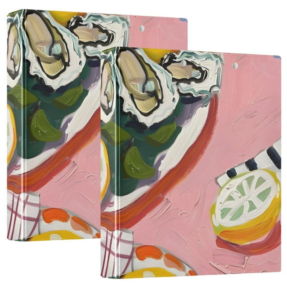 Painting Of Salad 3 Ring Binders 1.5 inch Hardcover File Folders with Interior Pockets A4 Size Organizer for School Office Hospital Set of 2