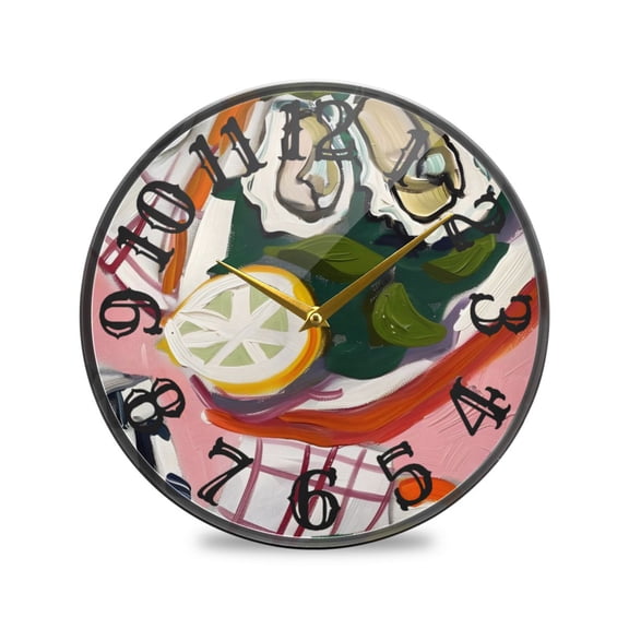 Painting Of Salad Wall Clock 10 Inch Silent Non Ticking Battery Operated Easy to Read for Kitchen Living Room