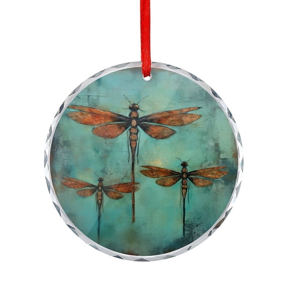 Painting Of Three Dragonflies In Turquoise Ornament Unique Home Decor Animals Dragonfly Crystal Ornament 2025