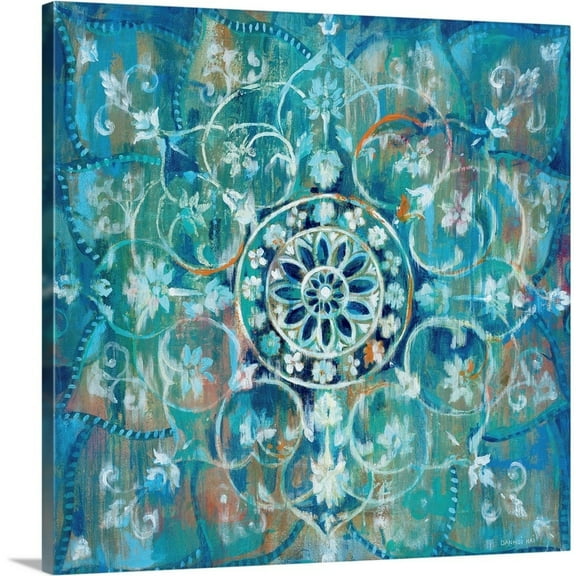 Great Big Canvas "Mandala in Blue I"  by Danhui Nai Pale Blue Dark Blue contemporary  Wrapped Canvas Print Wall Artwork