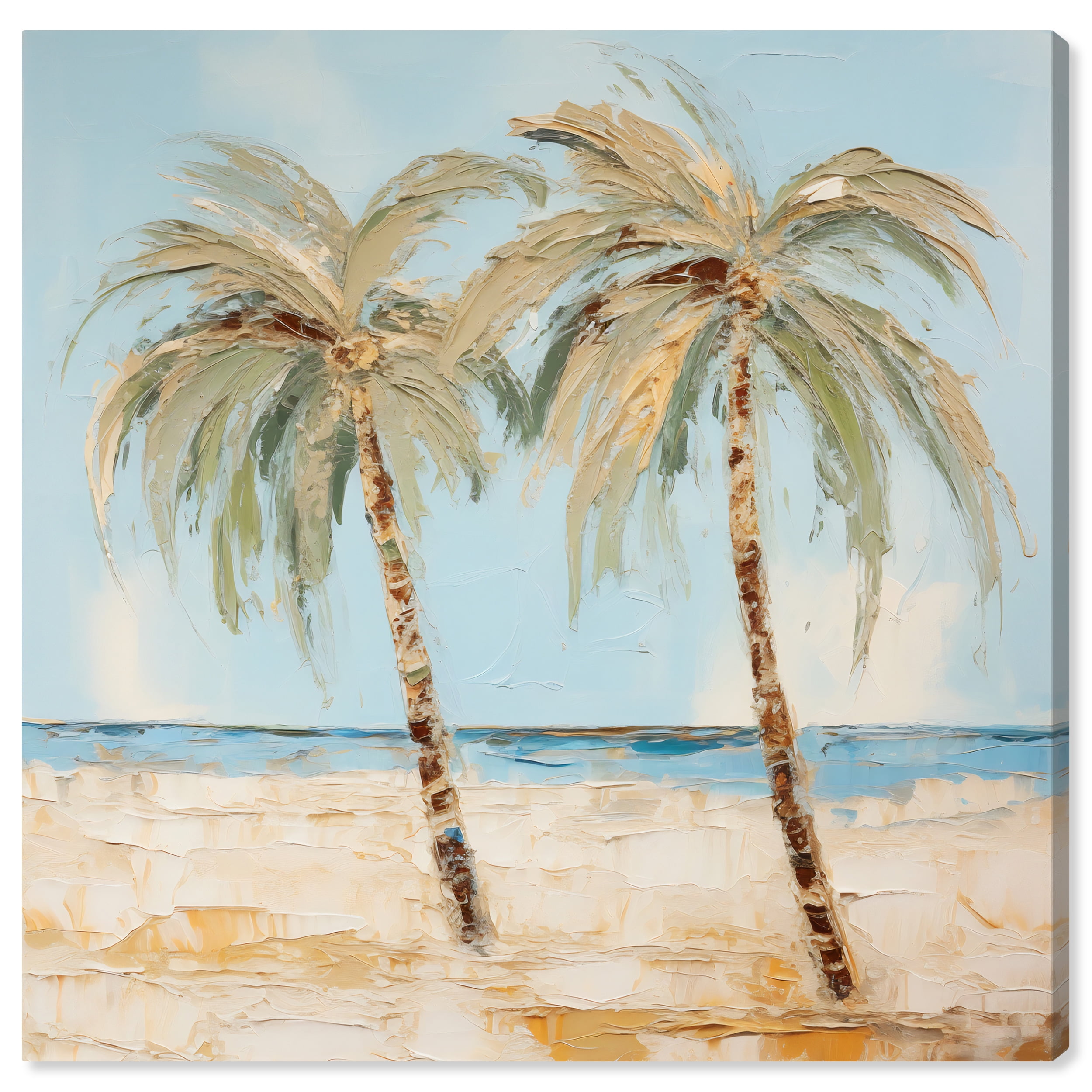 Tropical Palm Trees Beach Scene Gallery Wrapped Canvas Art, 20" x 20"