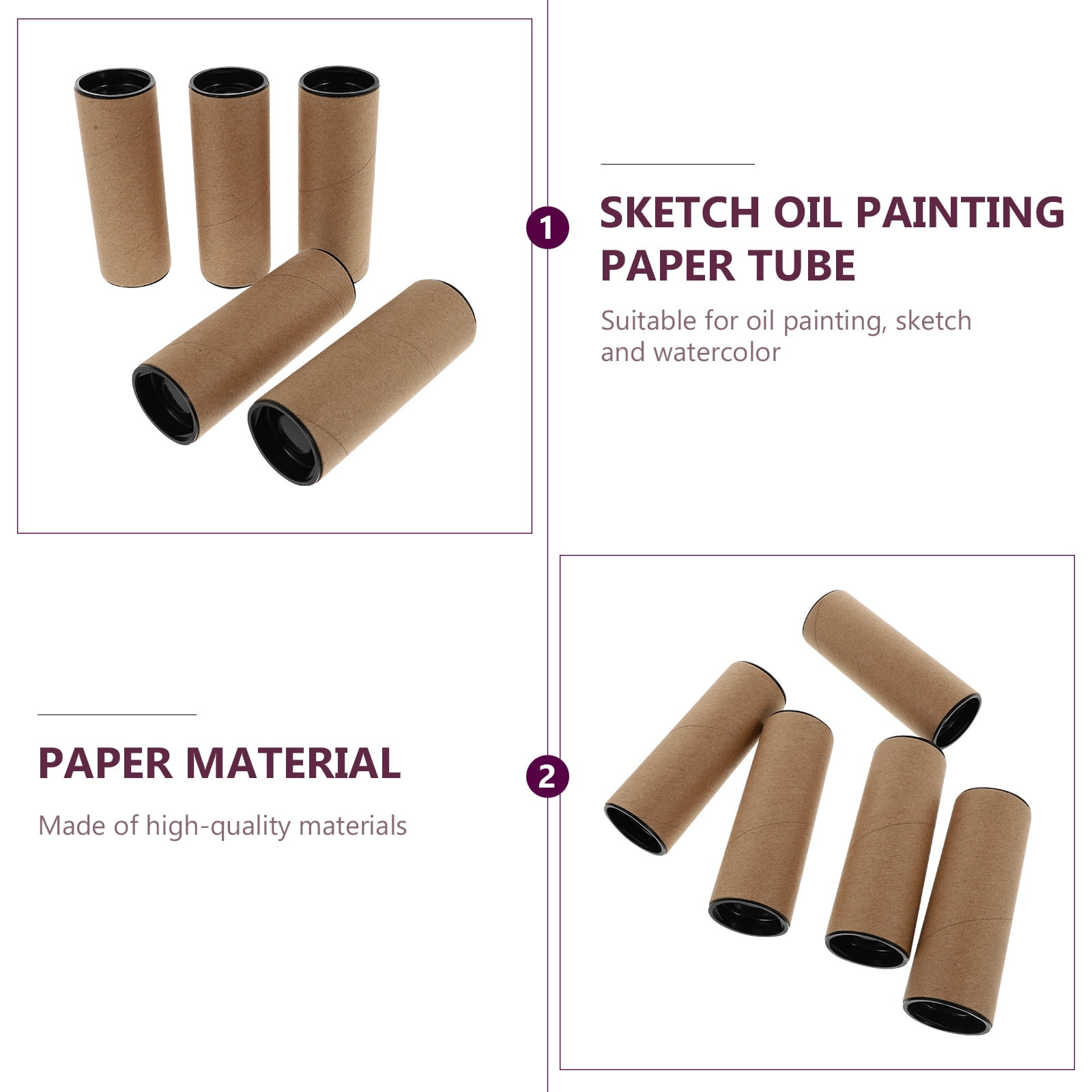 Painting Paper Tube 5pcs Round Paper Tubes Poster Tubes Painting Tubes Wrapping Paper Tubes