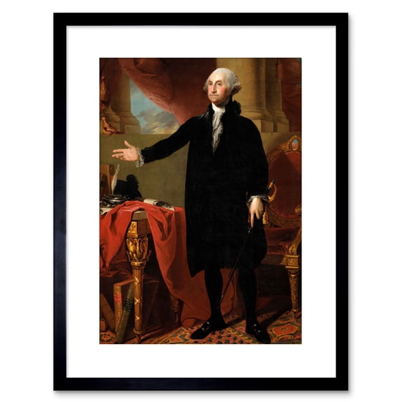 Painting Portrait Stuart US President George Washington Artwork Framed Wall Art Print 9X7 Inch