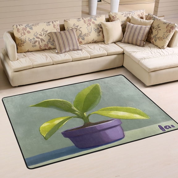 Painting Pot Soft Polyester Area Rug 36''x24'', Non Slip, Memory Foam, Water Absorbent