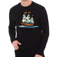 thumbnail image 1 of Painting Ship With Sails Graphic Long Sleeve Crewneck Tee - Black XL, 1 of 4