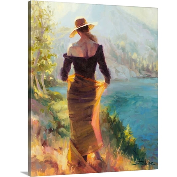 Great Big Canvas "Lady of the Lake" by Steve Henderson Silver Pink figurative Wrapped Canvas Print Wall Artwork