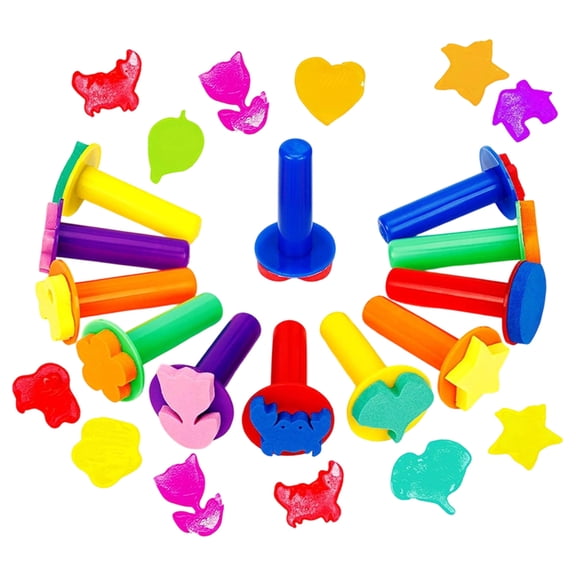 Painting Sponge Brush Stamp Set for Sensory Play, Washable Sponge Art Tools with Fun Shapes for Creative Activities 3 Inch