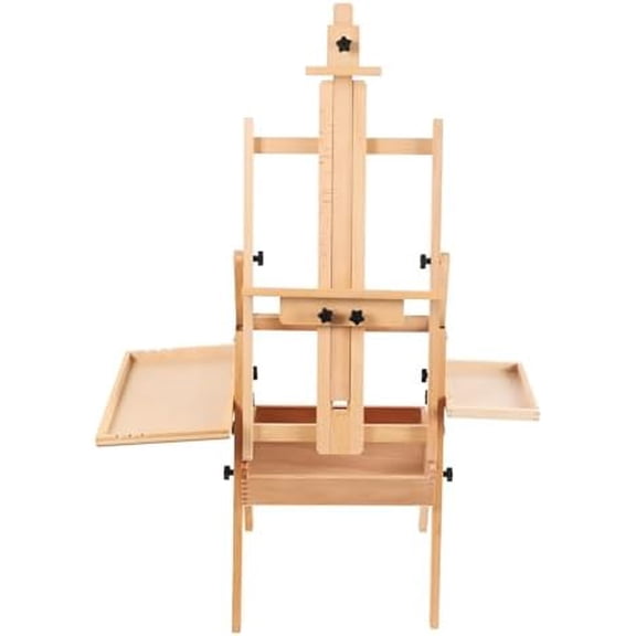 Painting Stand with Storage Trays, Foldable Wooden Stand for Painting, Height & Angle Adjustable Painting Board Stand, Artist Floor Easel Stand, Suitable for Kids and Adults, Holder up to 51''