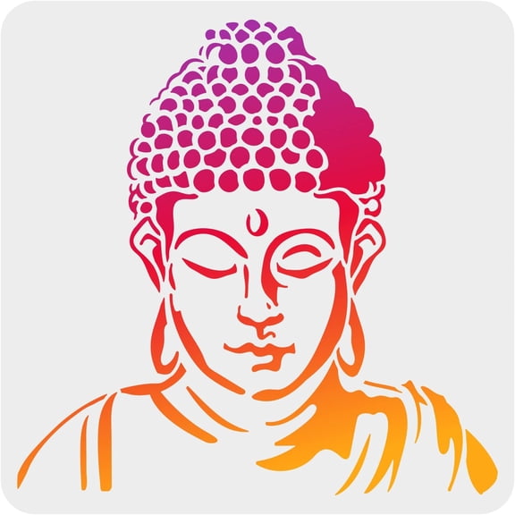 Painting Stencil 11.8x11.8 inch Hollow Out Oriental Craft Stencil Reusable Head Stencil Template for Painting on Wall oto Album Paper Wood Signs Mixed Color