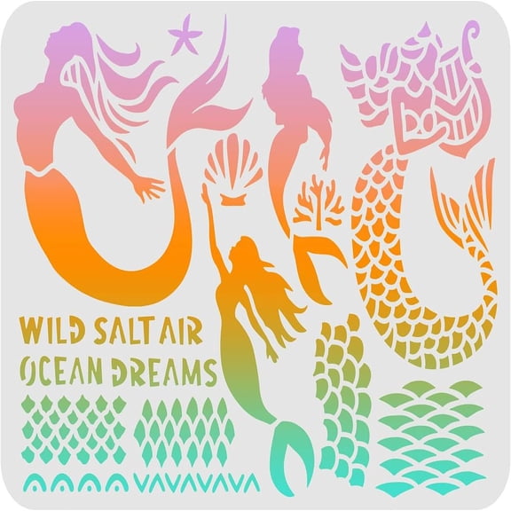 Painting Stencils - 11.7x8.3 inch Ocean Dream Template - Reusable Stencils for Painting on Wood Tile Fabric Floor Wall for DIY