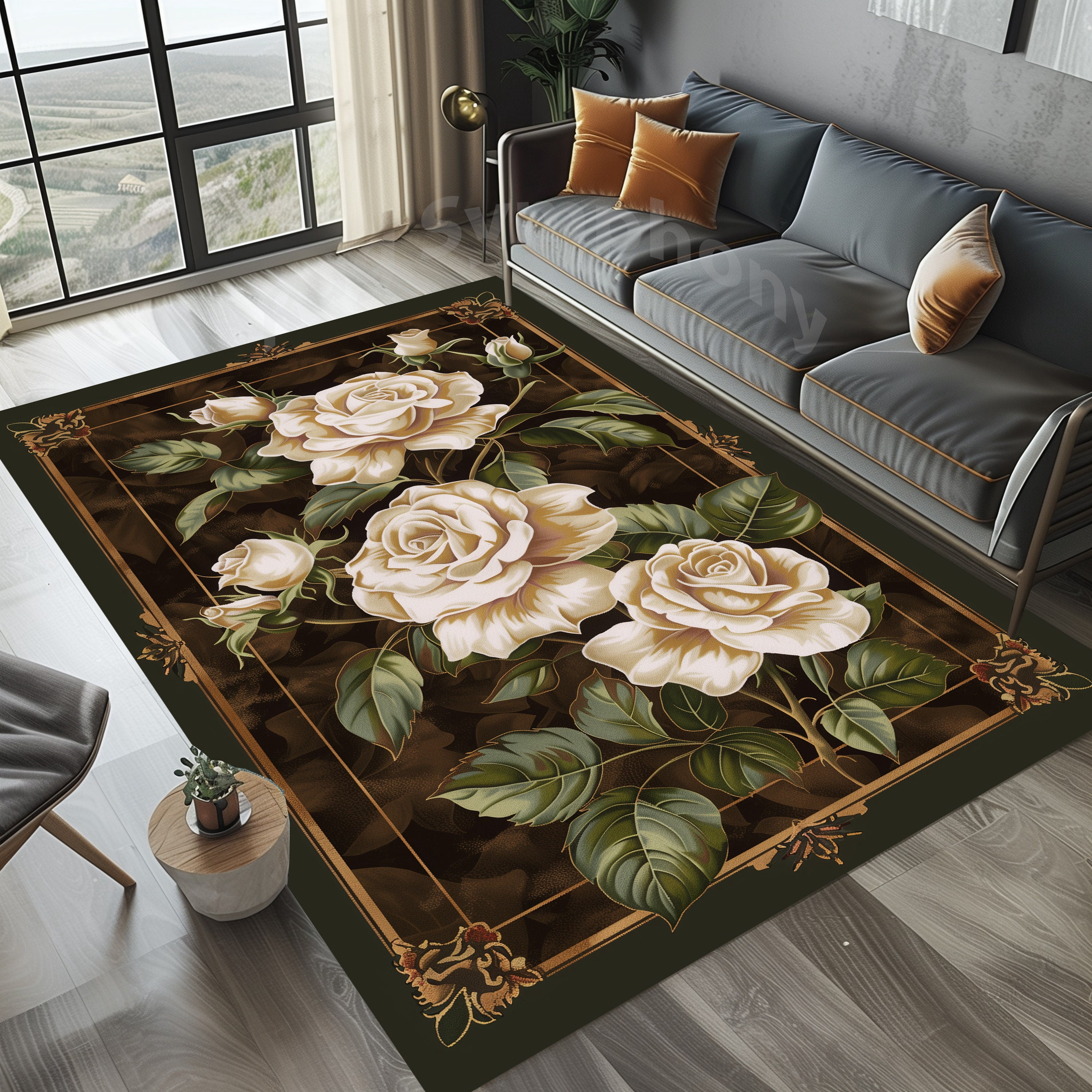 Deep Rose Rug Painting Style Rose Rug 2x3 ft = 65x95 cm - Walmart.com