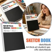 Painting Supplies, 12X9 Inch Spiral Bound Sketch Notebook, Heavy Weight Sketch Books for Drawing for Art Student Exclusive Use, Smooth Surface Black Sketchbook Sketching Supplies,