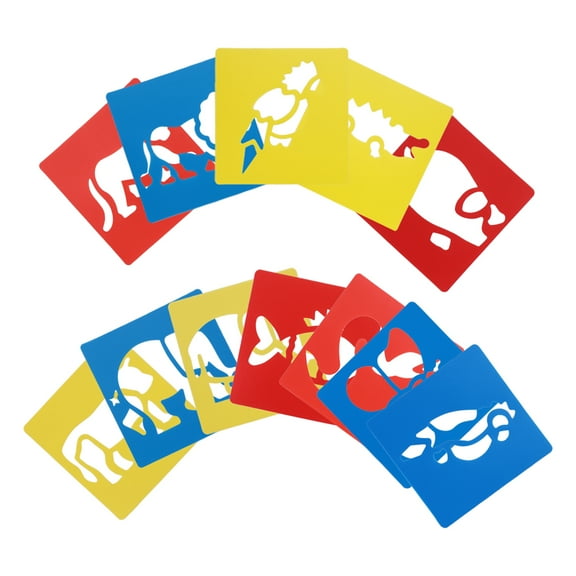 12 PCS Kids Drawing Stencils Painting Templates Wall Art Cartoon Design PP Material