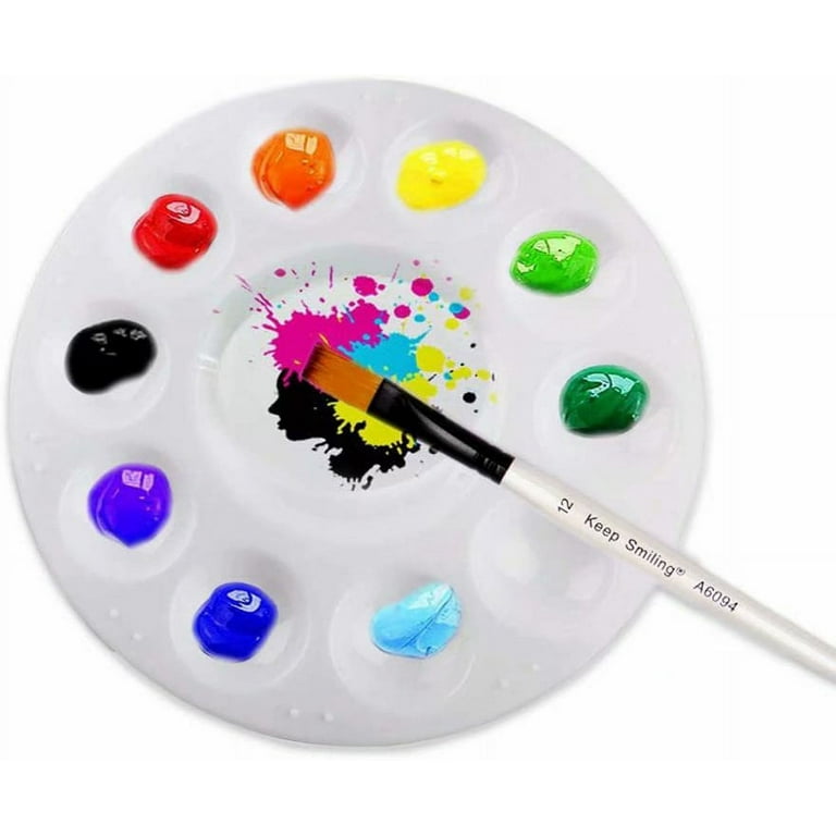Painting Palette 6 PCS Painting Palette, 10 Wells Round Paint Palette Tray  Metal Paint Mixing Palette Tray