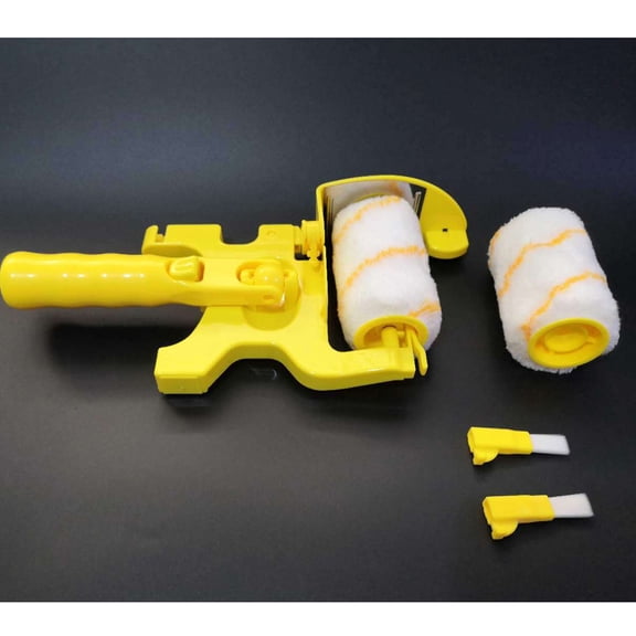Painting Trimmer Edger Tools for Walls High Ceilings with Edger Paint Brush Kit, Bucket Edge Paint Roller Splatter Shield for Trim Corner Painting Cut in Tool (1 Stand + 2 Soft Brushes + 2 Rollers)