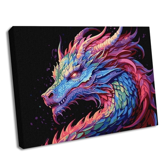 Wizardi Painting by Numbers on a Stretcher kit - A Colourful Dragon KHO5113 Ideyka