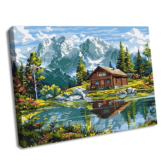Wizardi Painting by Numbers on a Stretcher kit - Cozy Cottage KHO6351 Ideyka