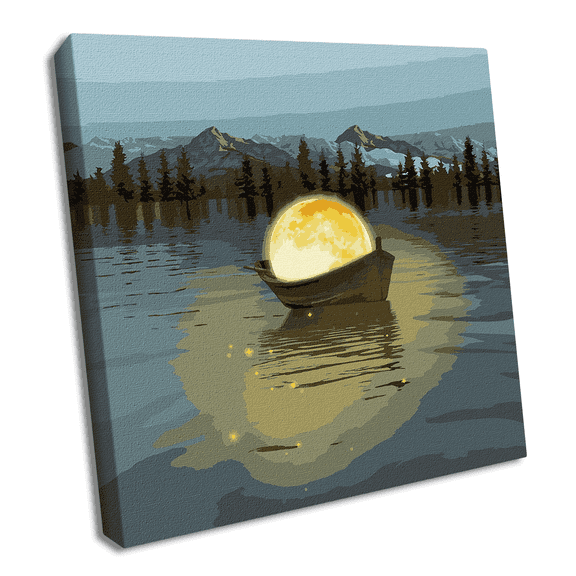 Painting by Numbers kit Moon boat with metallic paints KHO5031