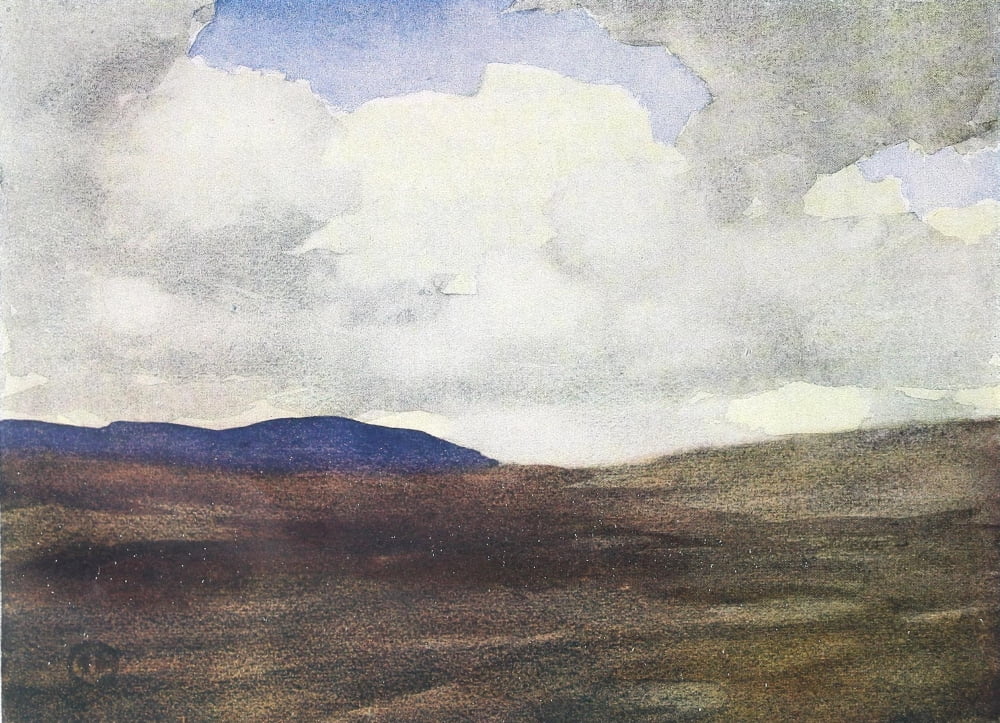 Painting in Water-colours 1918 A Moorland Canvas Art - James Cadenhead (24 x 36)