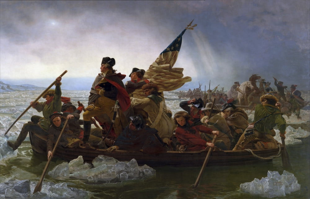 Painting of George Washington crossing the Delaware Canvas Art - John ParrotStocktrek Images (35 x 23)