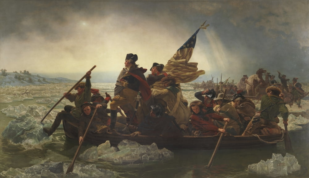 Painting of George Washington crossing the Delaware Canvas Art - John ParrotStocktrek Images (37 x 21)