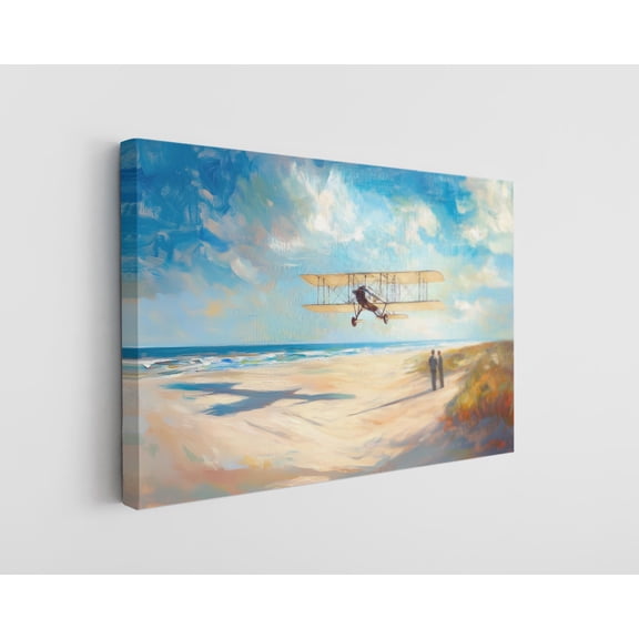 Painting of Wright Flyer Canvas Wall Art - High-Quality Aviation Print - Handcrafted Historic Decor - Stylish Wall Art - Gift for Flight Enthusiasts
