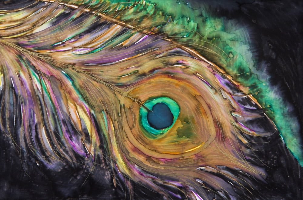 Painting of a colourful feather Canvas Art - Tara Thelen Design Pics (18 x 12)