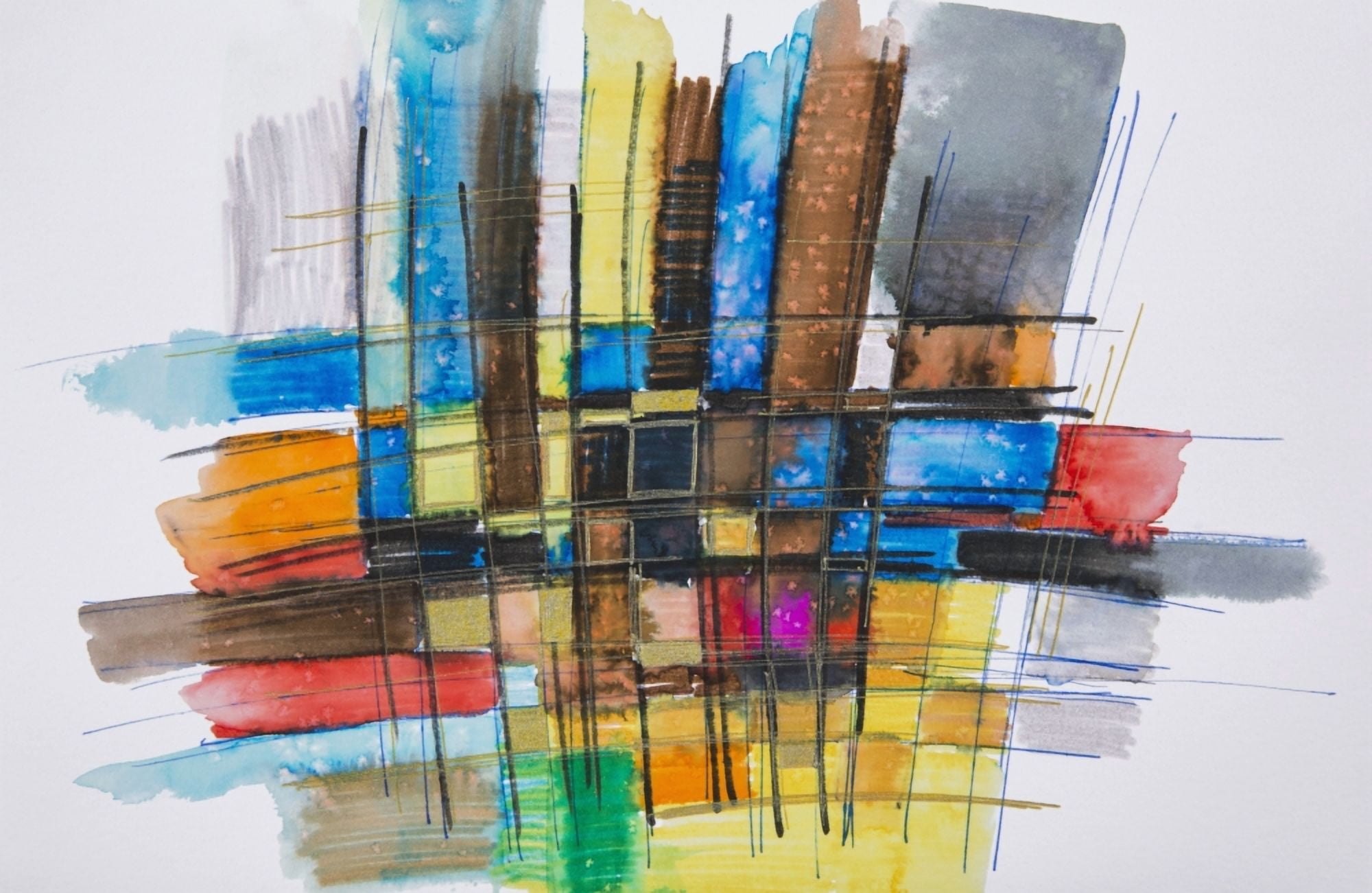 Painting of a colourful grid Canvas Art - Tara Thelen Design Pics (36 x 24)