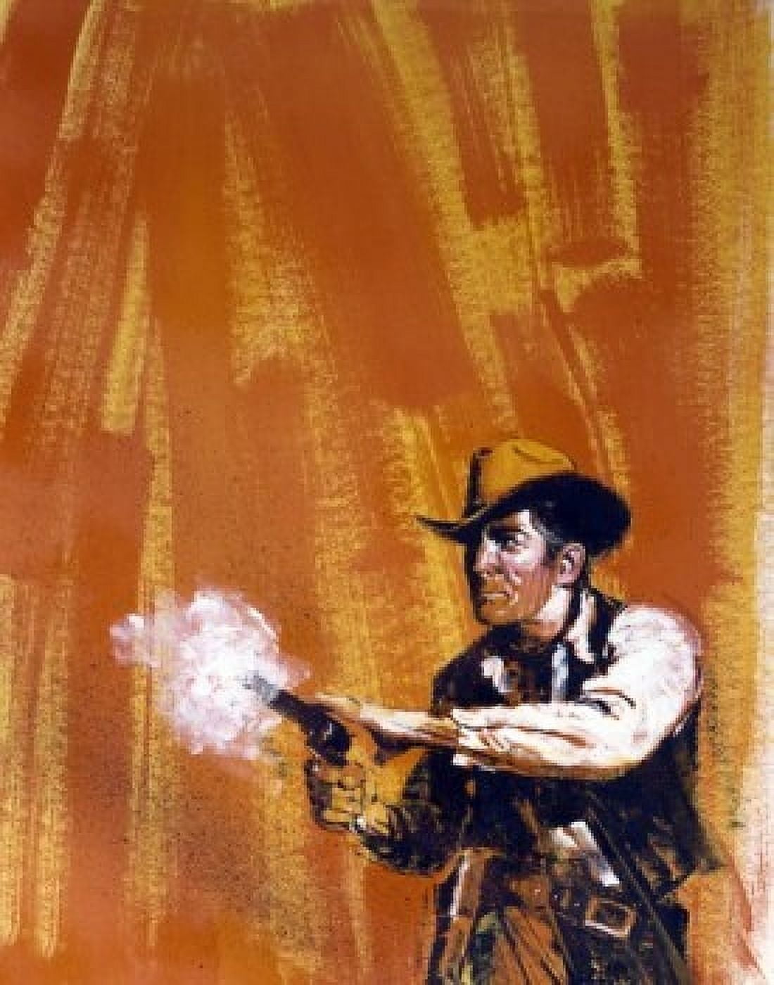Painting of cowboy shooting Angry Gunfire Artist Unknown (American) Canvas Art - (24 x 36)