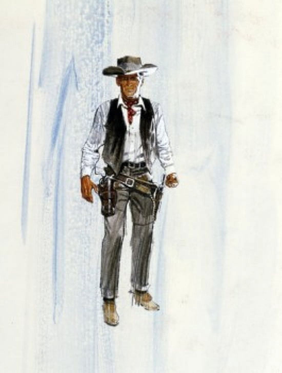 Painting of cowboy with guns Canvas Art - (24 x 36)