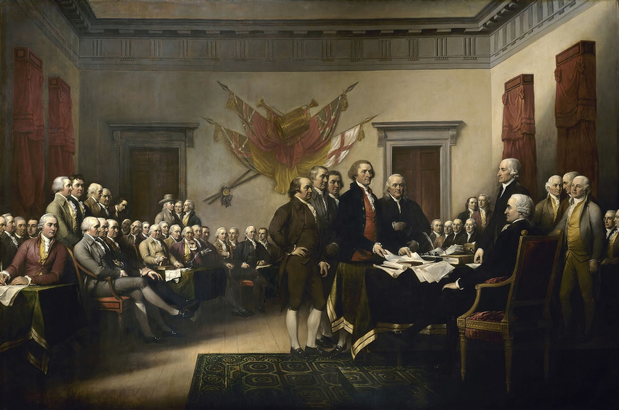 Painting of leaders presenting the Declaration of Independence Canvas Art - John ParrotStocktrek Images (17 x 12)