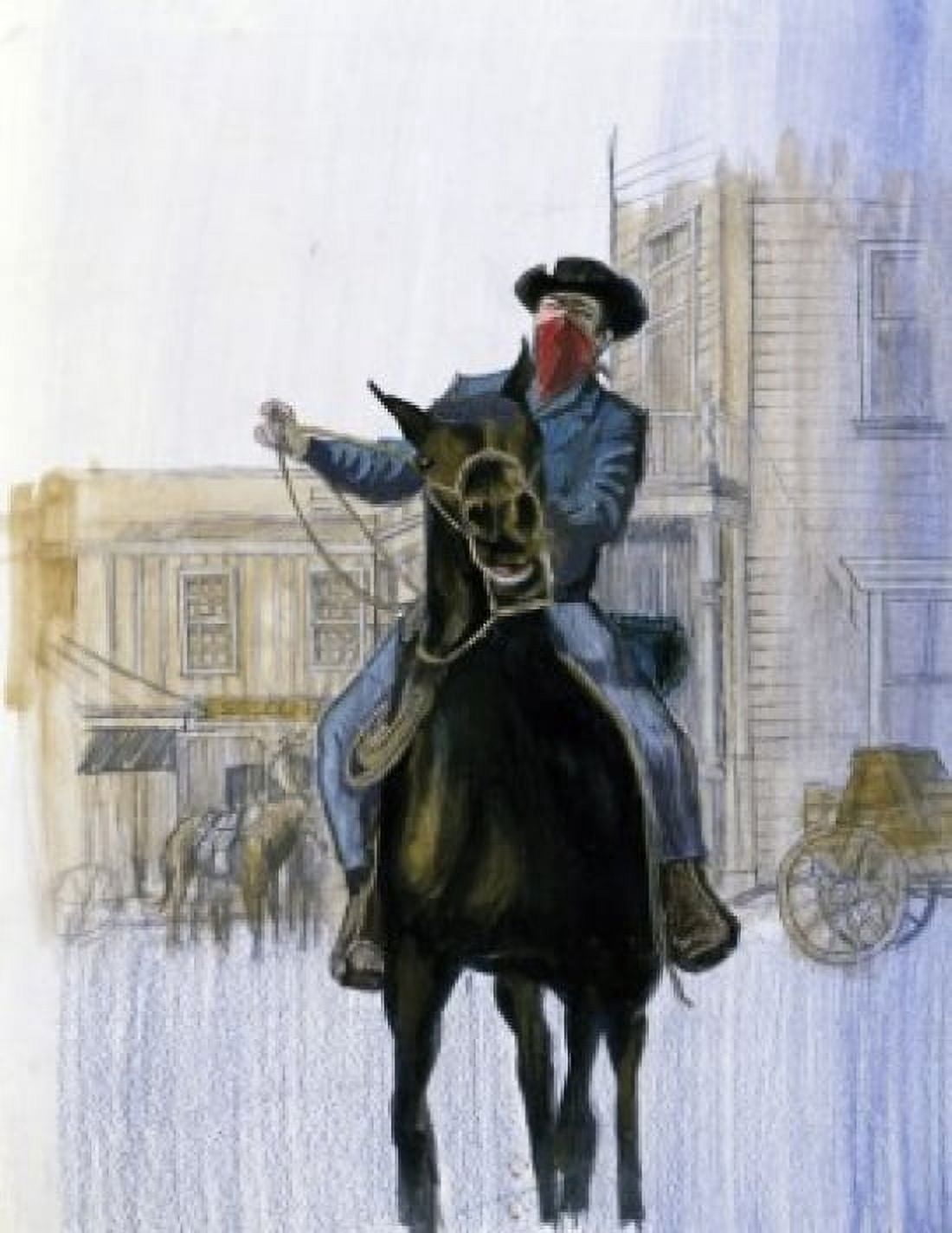 Painting of masked horseman Canvas Art - (18 x 24)