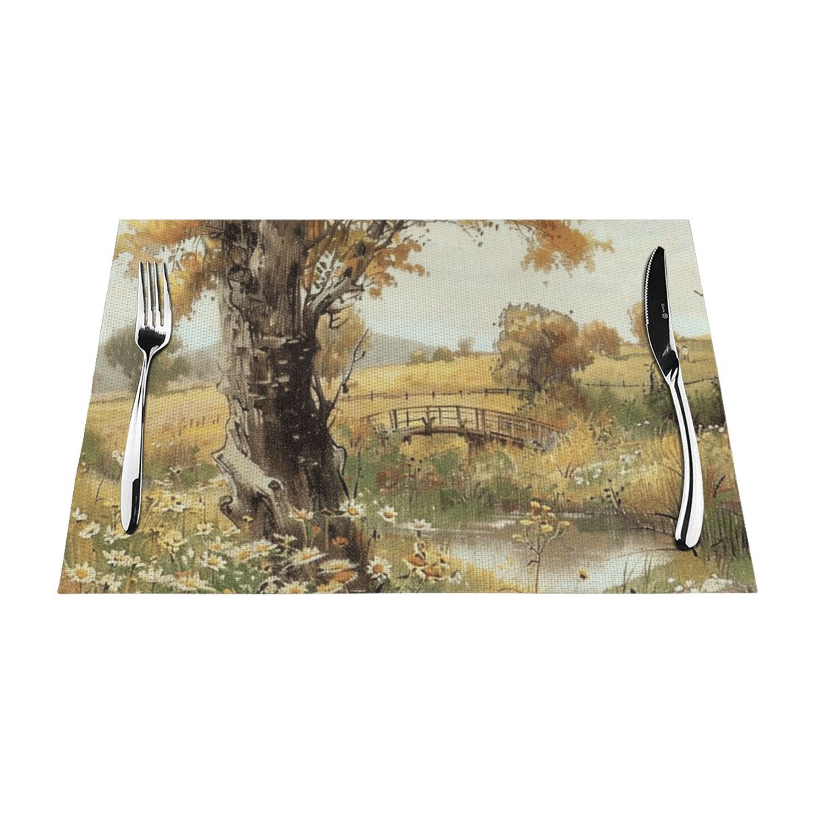 Painting style art watercolor mat, heatresistant dining table mat