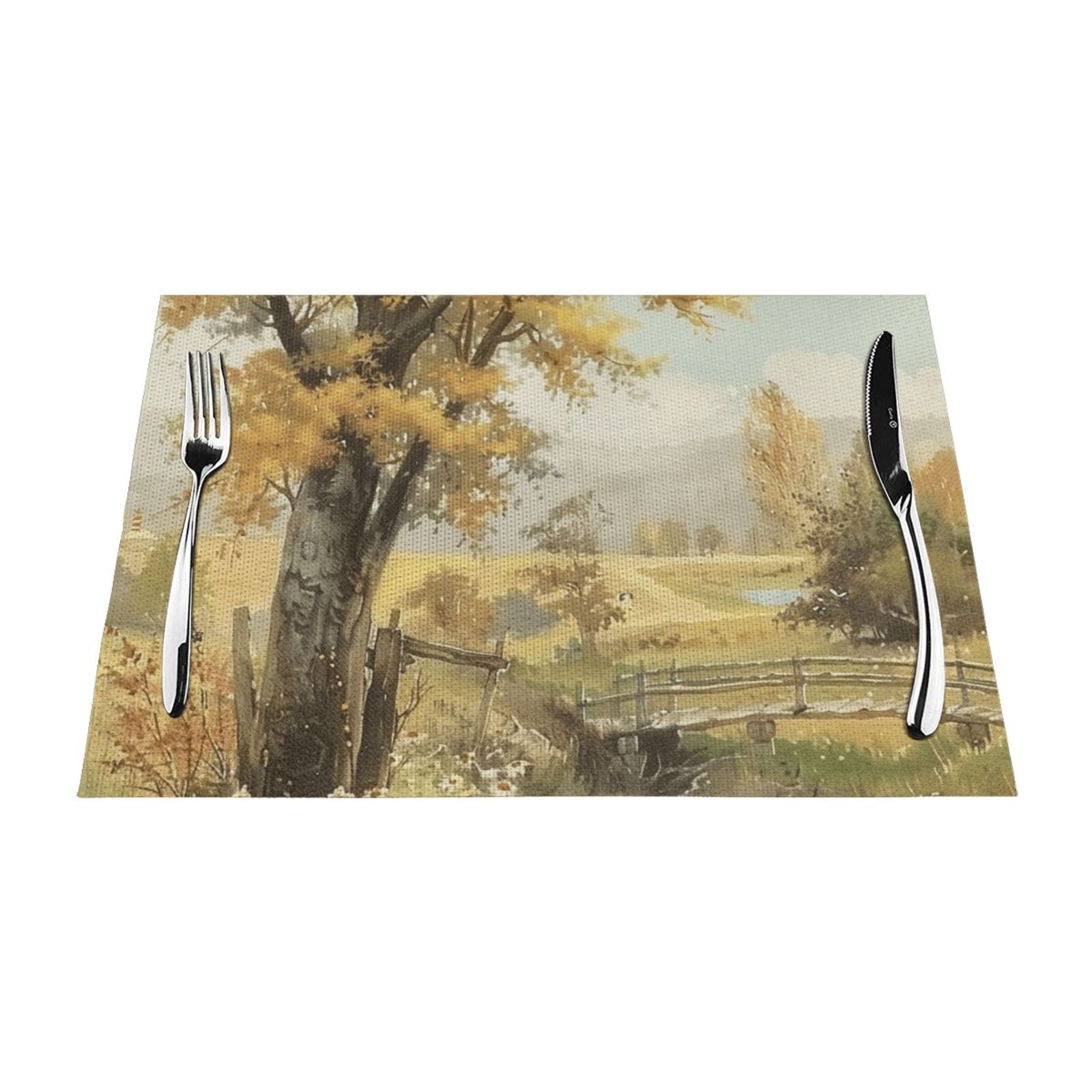 Painting style art watercolor mat, heatresistant dining table mat