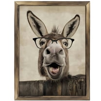Paintings Art Prints : Farmhouse Wall Art Funny Donkey Wearing Black Glasses Picture Humor Animals Wooden Art Prints Wall Decor for Kids Room Bedroom Living Room Home Office Decoration