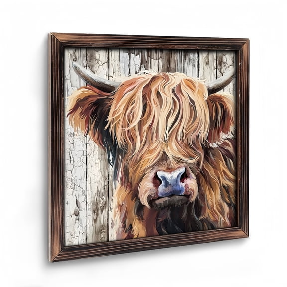 Paintings Art Prints : Highland Cow Wooden Art Prints Wall Decor Farmhouse Wall Art ,Brown Vintage Painting Suitable for Gift And Home Decor Can Be Hung in Bathroom Diningroom Bedroom