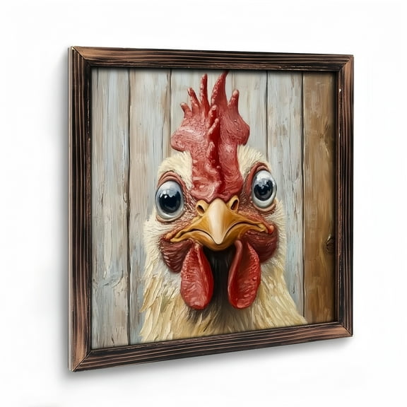 Paintings Art Prints : Rooster Wooden Art Prints  Farmhouse Wall Decor Framed Chicken Painting Farm Animal Prints for Kitchen Living Room for Kitchen Home Living Room（08X 08in） Vintage  08