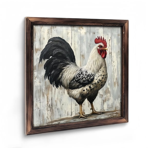 Paintings Art Prints :  Rooster Wooden Art Prints   Wall Art Chicken Pictures Wall Decor Farm Animals Painting Print Rustic Cock Poster Country Farmhouse Kitchen Decor Framedfor Bedroom