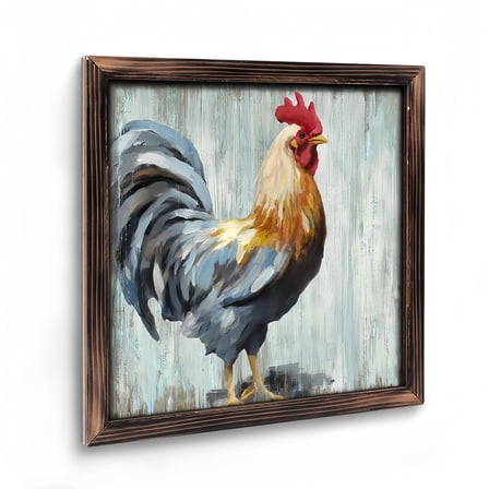Paintings Art Prints :  Rooster Wooden Wall Art Decor, Farm Cock Picture Country Animal Framed Artwork Rustic Farmhouse Chicken Painting is the Perfect Combination of Energy Nature for the Kitchen