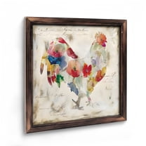 Paintings Art Prints :  Rustic Flowered Rooster Wooden Art Prints Wall Art, Chicken & Farm Artwork, Multicolored Flower Design , Rooster Prints Modern Artwork on Stretchedfor Living Room