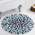 thumbnail image 1 of Paintings Flowers, Teal, Aqua, Navy Blue Round Carpet Circle Rug Outdoor Patio Area Rug Washable Large Area Rugs Hallway Room Decor Fitness Mats, 1 of 8