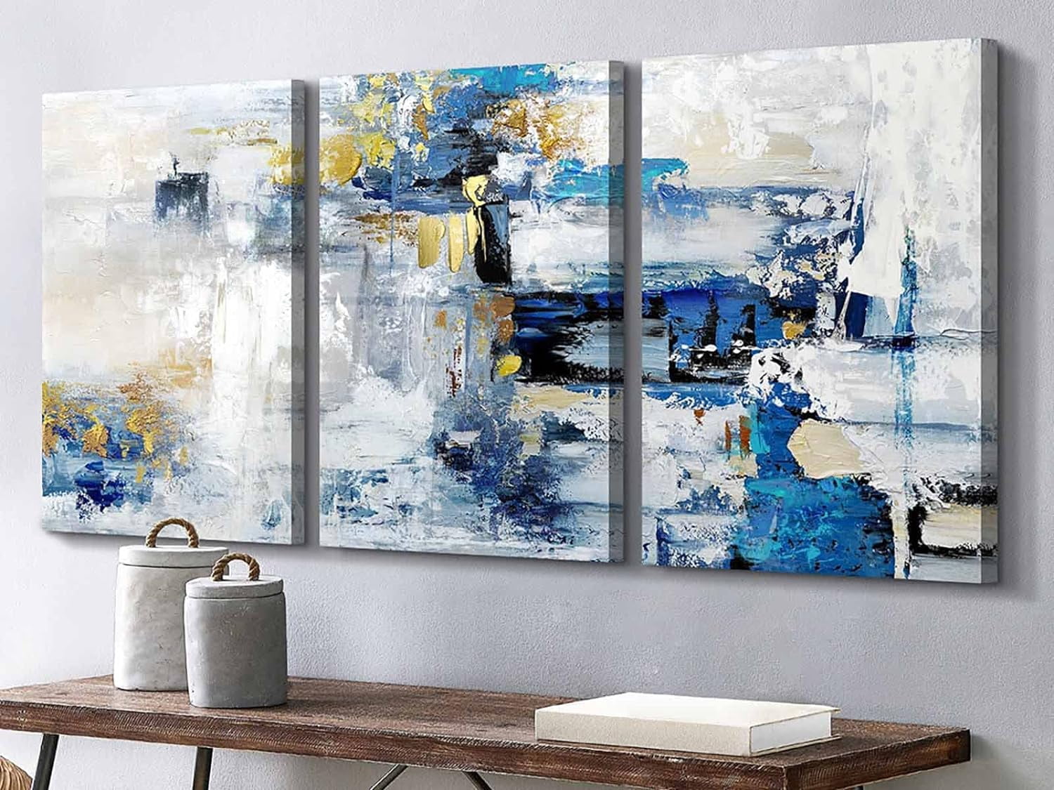 Paintings Living Room Office Wall Art Large Canvas Wall Pictures Navy Blue Artwork for Walls Modern Art Wall Decor Abstract Painting Huge Wall Decorations Dining Room Bedroom Artwork
